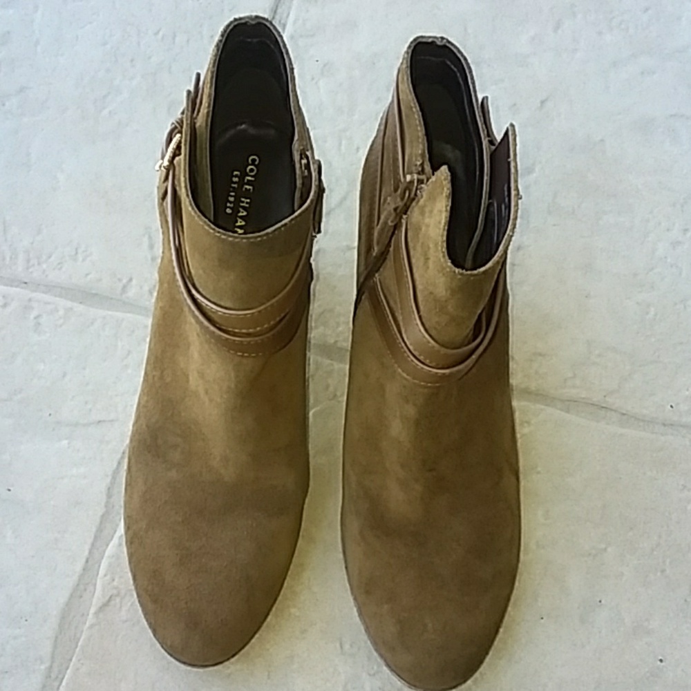 Cole Haan Tan Suede Ankle Boots